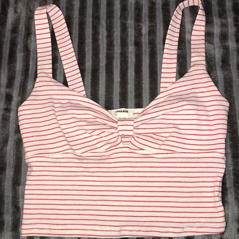 red and white striped crop top